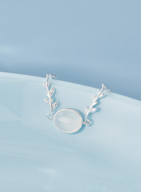 S925银手链女月光森林学生韩版简约个性森系小众闺蜜首饰银饰品