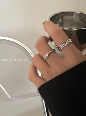 锡纸扭曲戒指女小众设计时尚个性开口指环新款潮冷淡风