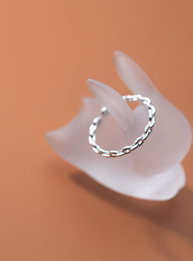 S925纯银戒指女日韩版简约小清新锁链环环相扣小众设计感指环新款