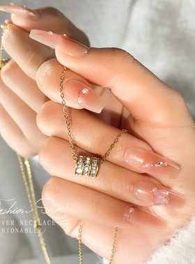 韩版金色豪华镶钻钛钢项链女时尚小蛮腰吊坠网红高级感锁骨链