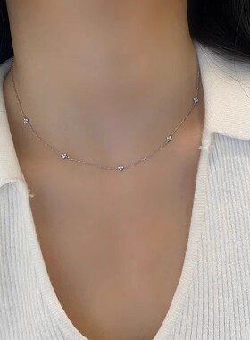 s925纯银四叶草项链女轻奢气质高级感百搭锁骨链新款项饰品