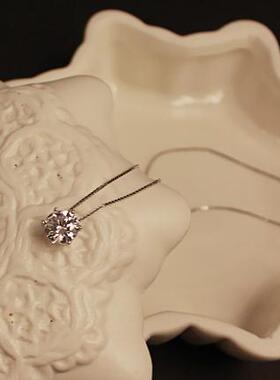 S925纯银项链 女韩国时尚简约气质锁骨链ins小众项坠2022夏季饰品