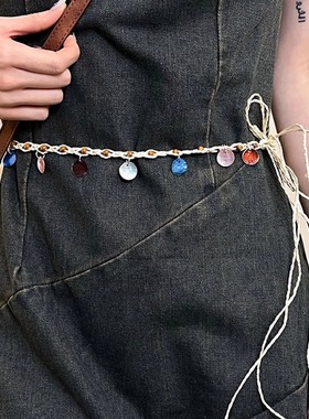 波西米亚风手工编织腰链女2025新款民族风复古连衣裙收腰时尚配饰