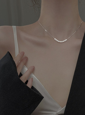 韩版高级感珍珠项链女轻奢小众设计时尚百搭锁骨链冷淡风配饰