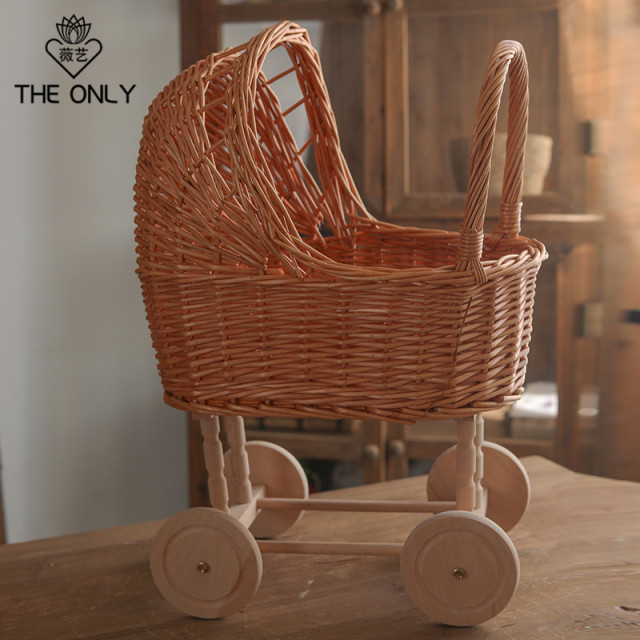 Weiyi Stroller Flower Basket Handmade Rattan Retro