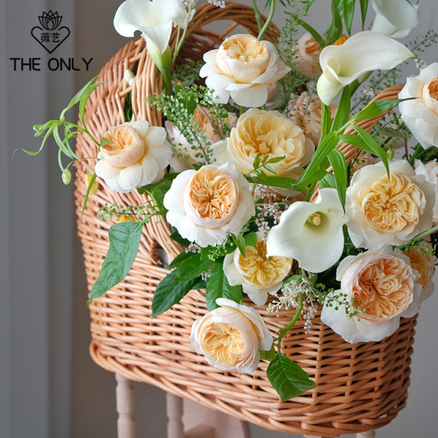 Weiyi Stroller Flower Basket Handmade Rattan Retro