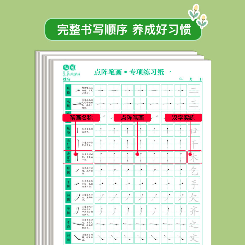 点阵控笔训练幼儿园字帖笔画笔顺练字本-第4张图片-提都小院