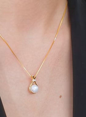 天然石榴红钱袋项链女时尚气质