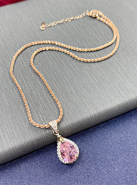 水滴吊坠项链女轻奢高级感甜美饰品天然水晶锁骨链小众设计感颈链