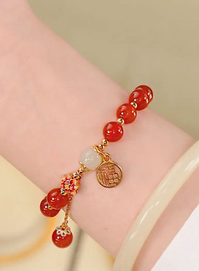 天然红玛瑙手链女高级感小众设计