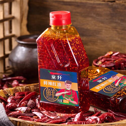 童升藤椒红油400ml2瓶麻辣鲜辣无渣凉拌菜辣椒纯红油调料辣椒油 - 图1