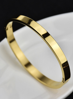 欧美风光面钛钢女士百搭金属手环