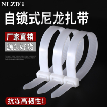 National Label Large number 12 * 300mm nylon tie binding with self-lock white industrial zagled wire with bundled harness