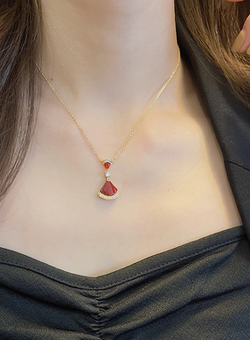 扇形母贝吊坠项链锁骨链