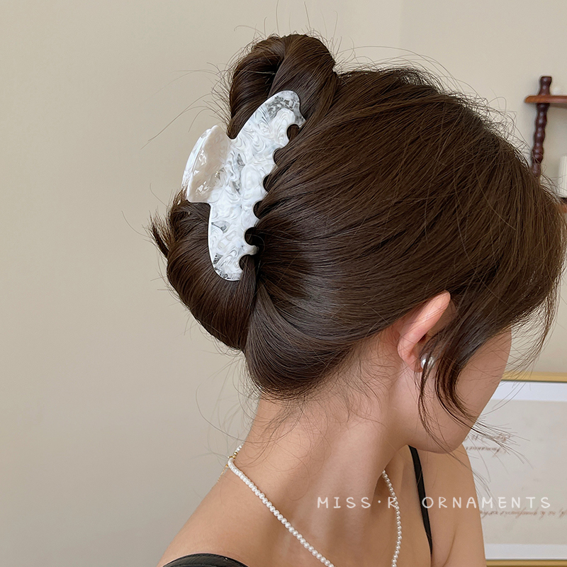 韩国轻奢优雅鲨鱼夹发卡新款高级感发夹女后脑勺盘发醋酸大号抓夹 - 图1
