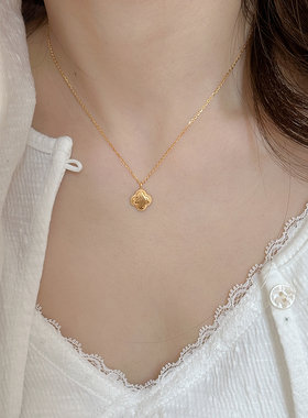 轻奢S925纯银金色四叶草项链