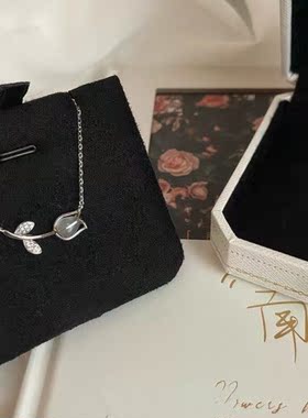 猫眼石郁金香项链~高级感轻奢法式锁骨链2023年春夏季新款颈链女