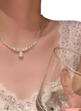 轻奢小众碎银珍珠锁骨链女百搭