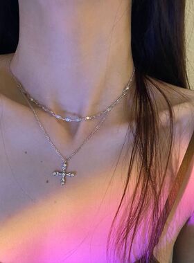 轻奢十字架项链女小众设计感