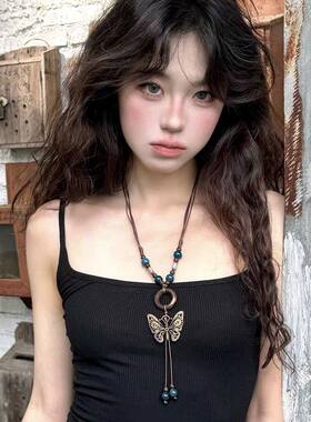 新中式古风流苏玫瑰锁骨链女款