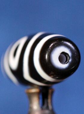 圣饰奇缘天然真品西藏庙供院供老矿玛瑙黑白至纯莲花三眼天珠项链