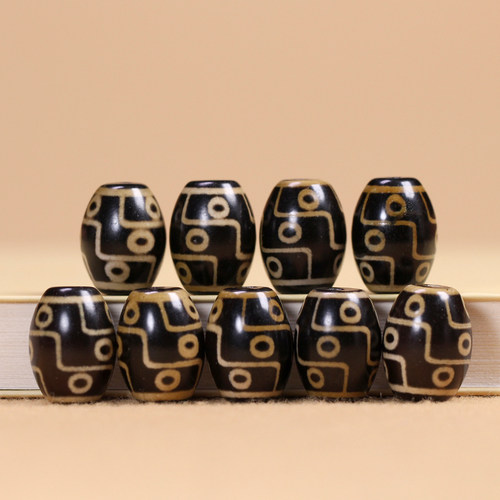 圣饰奇缘 西藏天然玛瑙黑白九眼天珠手串15*11mm左右DIY配珠配饰 - 图2