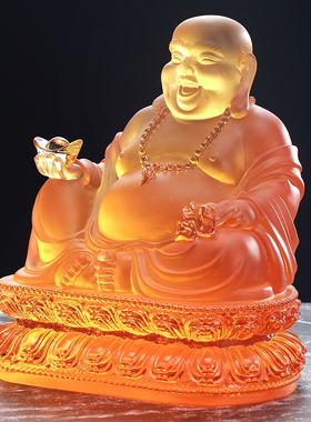 弥勒佛像桌面古法琉璃工艺礼品