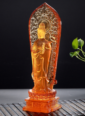 古法琉璃大势至摆件阿弥陀佛像