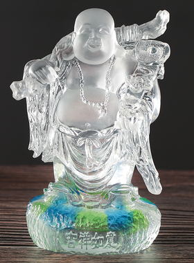 古法琉璃弥勒佛像摆件工艺礼品