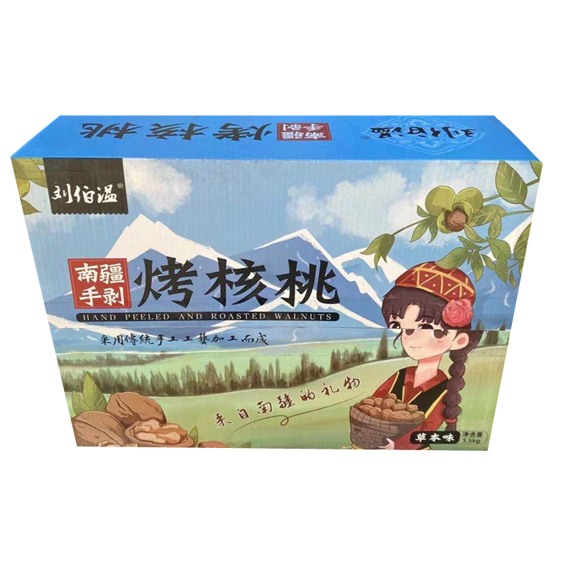 刘伯温南疆手剥烤核桃干货坚果薄皮熟核桃草本味小包装礼盒装 - 图3