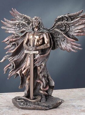 进口六翼天使树脂摆件 复古铜色装饰