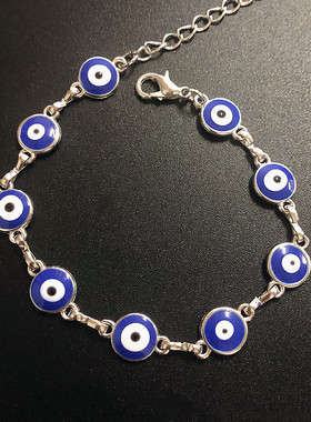 跨境手链欧美邪恶魔之眼手链ins简约学生蓝眼睛饰品