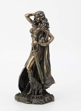 北欧女弗蕾亚FREYA古铜树脂北欧神话弗蕾亚女神雕像 爱与美与力量