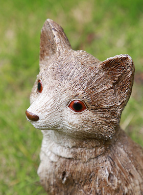 跨境新品树叶纹狐狸仿真动物小摆件树脂工艺品客厅桌面摆件装饰品