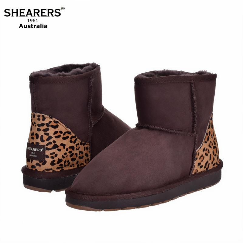 澳洲皮毛一体雪地靴女正品代购SHEARERS动物纹拼色5854短靴
