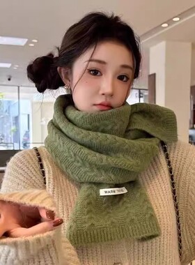 安格拉红加厚保暖防寒骑车围脖女