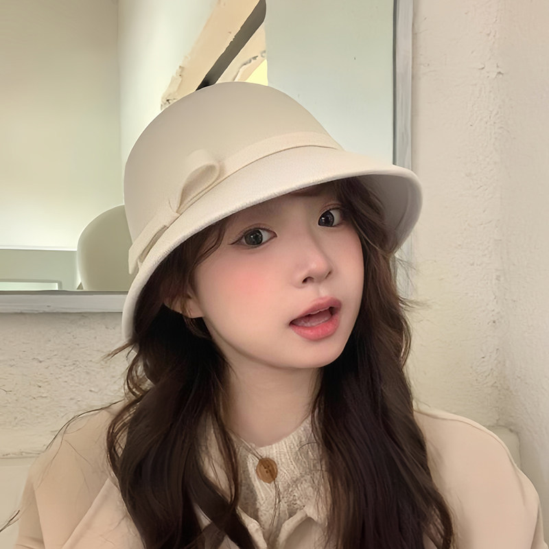 羊毛赫本千金帽子女秋冬季法式优雅礼帽盆帽2025新款毛呢渔夫帽潮,淘宝优惠券,粉丝福利购,淘宝优惠卷