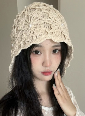 秋季女款显脸小大头围针织毛线帽