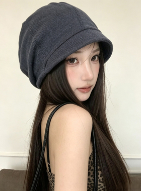 韩版短檐堆堆帽女显脸小大头围