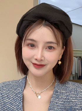 厂家直销遮阳帽女网纱仙气发箍