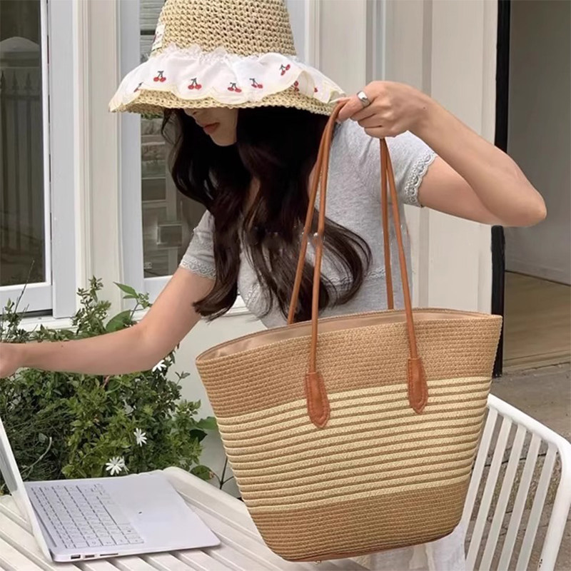 升级版大容量草编包包女2025新款托特包海边度假手提沙滩包单肩包,淘宝优惠券,粉丝福利购,淘宝优惠卷