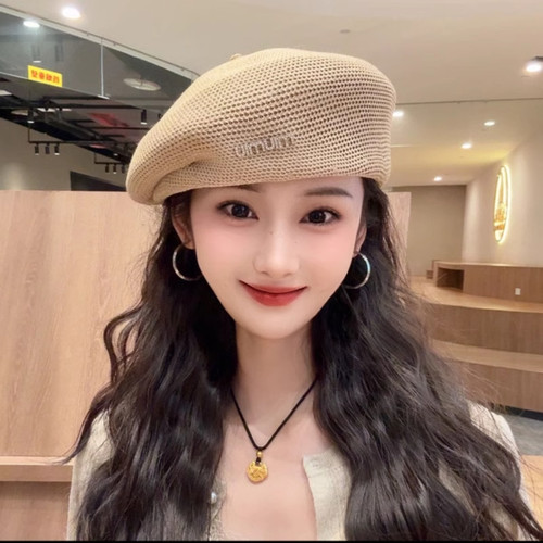 2026春季新款定型压皱贝雷帽子女透气薄款显脸小画家帽百搭蓓蕾帽 - 图2