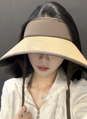 黑胶空顶防晒帽子女夏季骑车护颈