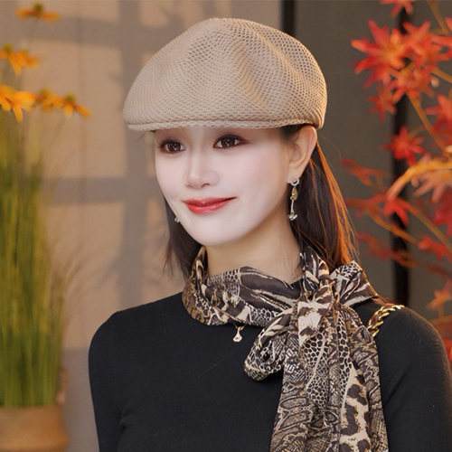 韩版时尚透气定型薄款前进帽春夏英伦复古反戴贝雷帽防晒帽子女款 - 图0