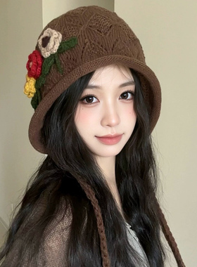 冬季保暖护耳显脸小针织帽女款