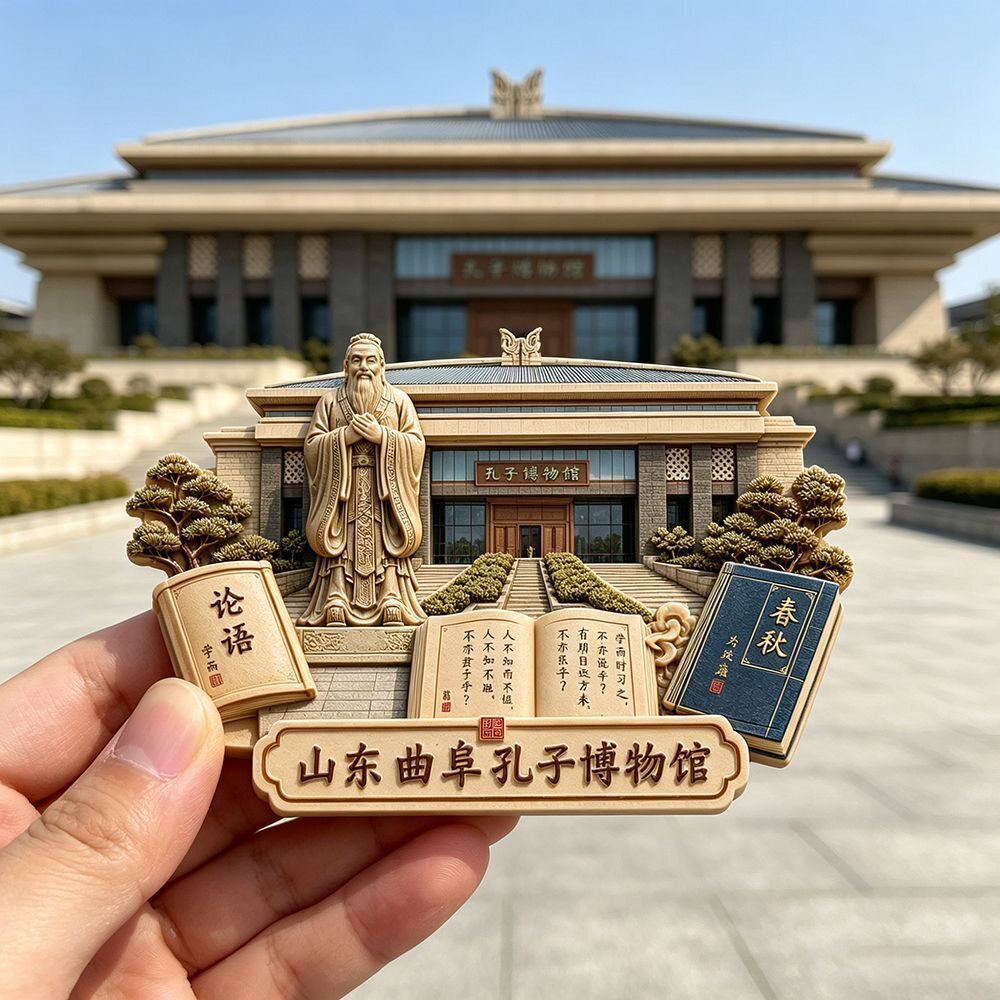 孔子博物馆树脂磁吸浮雕冰箱贴山东曲阜旅游文创纪念小礼品赠品
