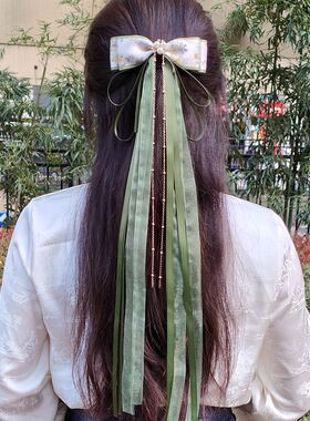 古风汉服发饰大蝴蝶结长丝带发夹