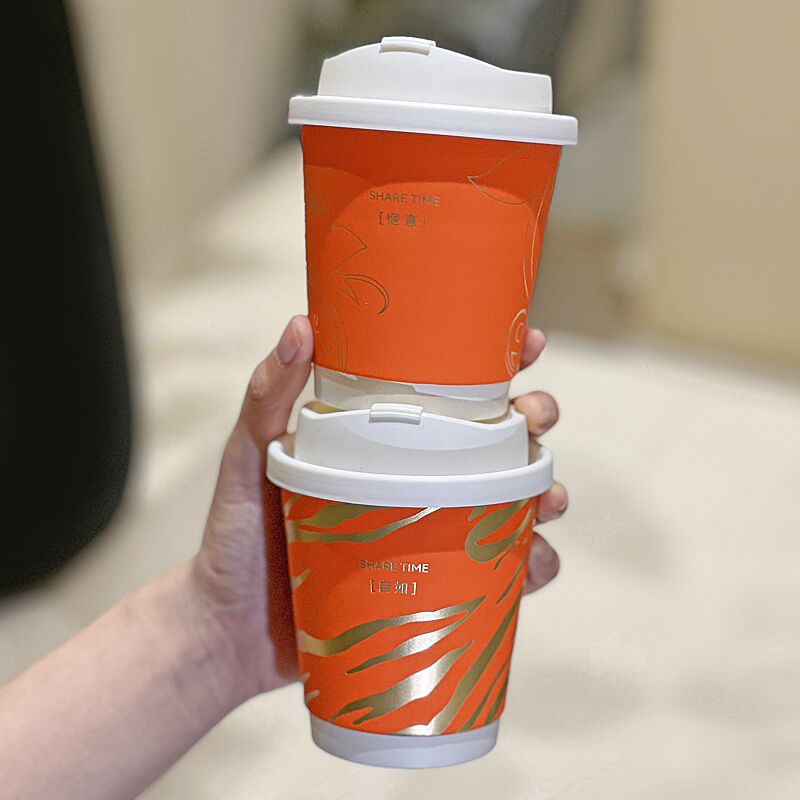 网红咖啡杯一次性纸杯子冬天带盖热饮外带300ml商用专业定制logo-图3