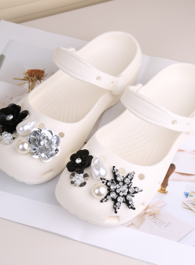 适配crocs洞洞鞋配饰芭蕾鞋鞋花装饰卡扣配件diy水钻花朵鞋扣饰品