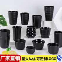 Black frosted plastic water cup Tea Cup Imitation Porcelain Melamine Day Style Commercial Restaurant Mug Wine Glass Hotpot Barbecue Cutlery